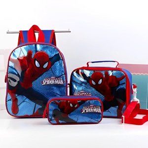 Marvel Spiderman school backpack Set boys kids ~ 3 Pc Lunch bag & pencil case